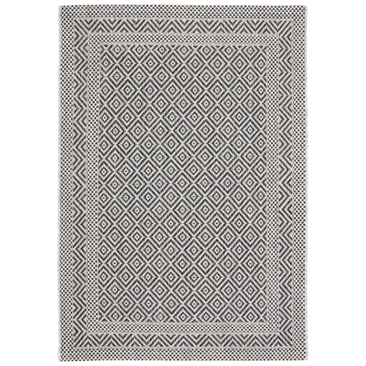 SAFAVIEH Outdoor CY8364-37612 Courtyard Grey / Black Rug Image 10