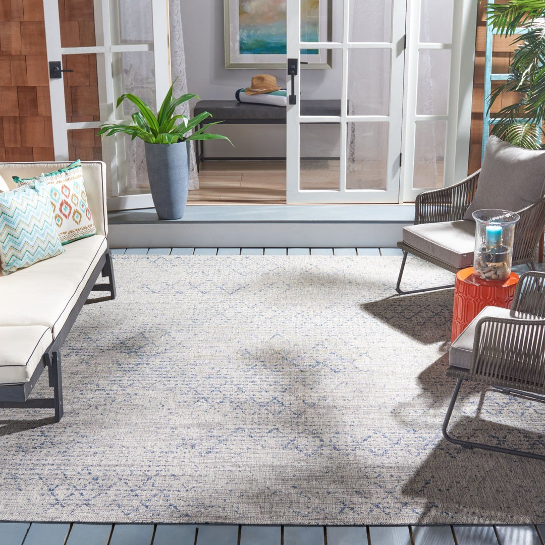 SAFAVIEH Outdoor CY8385-36812 Courtyard Grey / Navy Rug Image 1