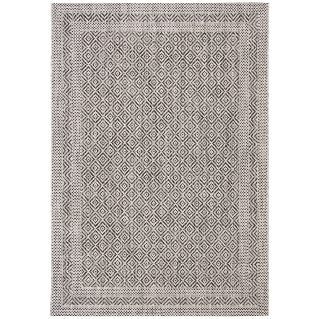 SAFAVIEH Outdoor CY8364-37612 Courtyard Grey / Black Rug Image 1