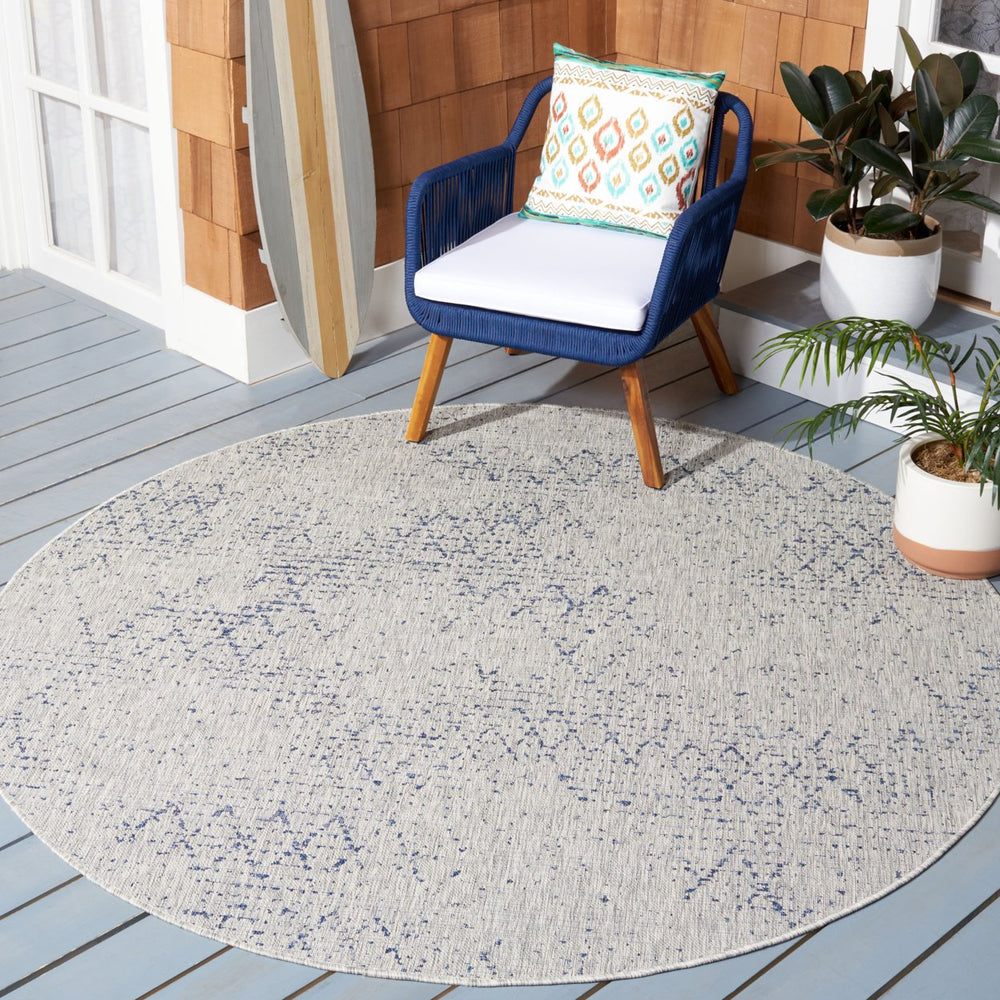 SAFAVIEH Outdoor CY8385-36812 Courtyard Grey / Navy Rug Image 2