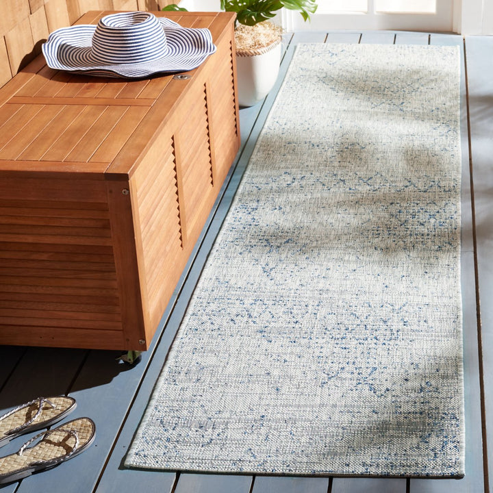 SAFAVIEH Outdoor CY8385-36812 Courtyard Grey / Navy Rug Image 3