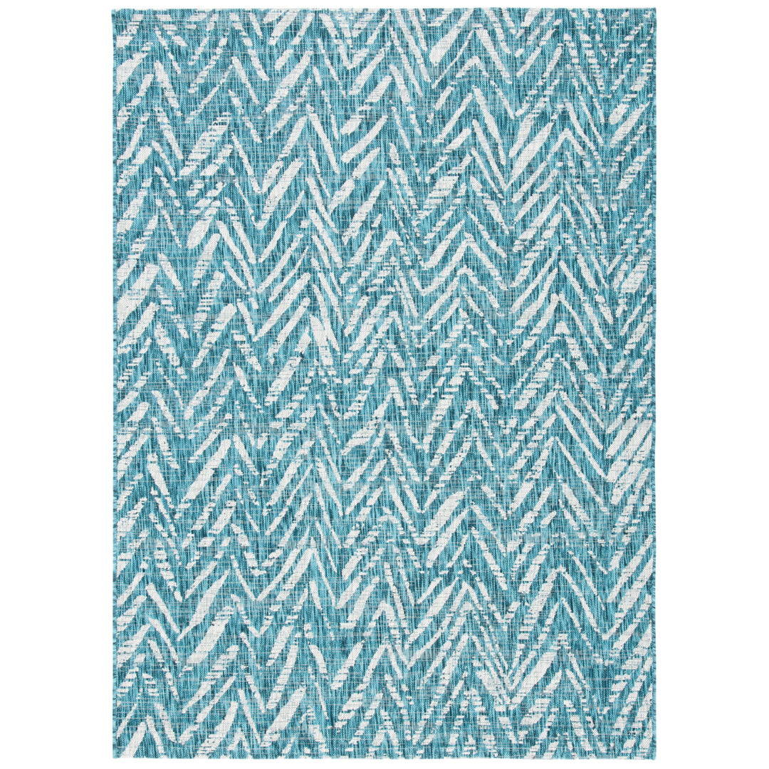 SAFAVIEH Outdoor CY8387-37221 Courtyard Blue / Grey Rug Image 4