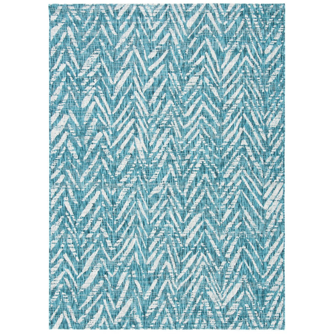 SAFAVIEH Outdoor CY8387-37221 Courtyard Blue / Grey Rug Image 1