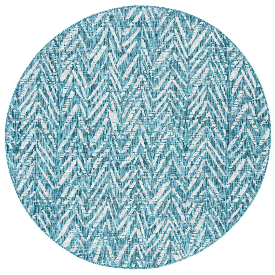 SAFAVIEH Outdoor CY8387-37221 Courtyard Blue / Grey Rug Image 5