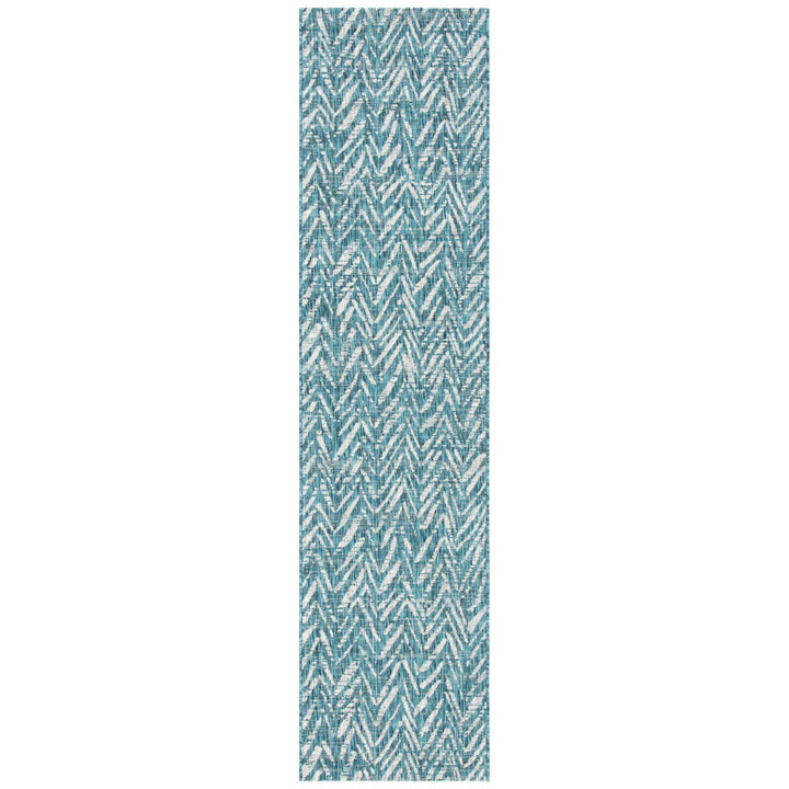 SAFAVIEH Outdoor CY8387-37221 Courtyard Blue / Grey Rug Image 6