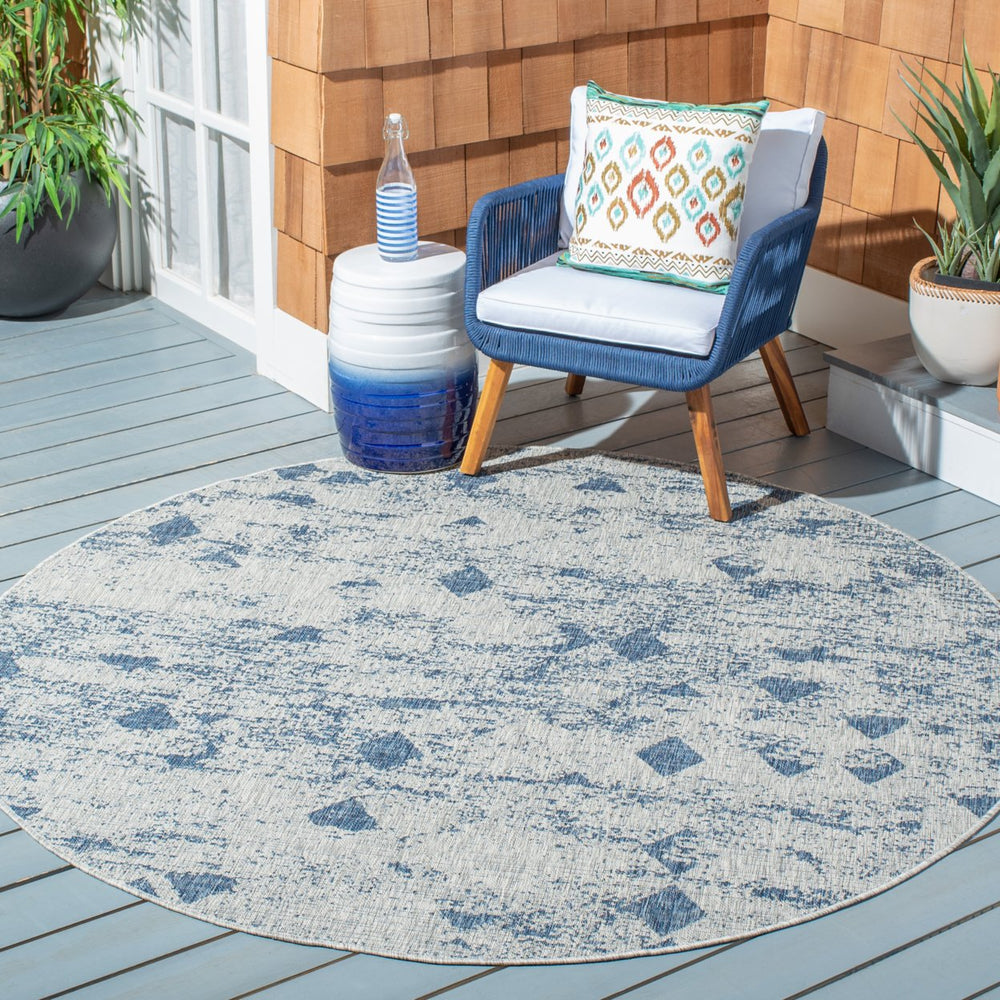 SAFAVIEH Outdoor CY8388-36812 Courtyard Grey / Navy Rug Image 2