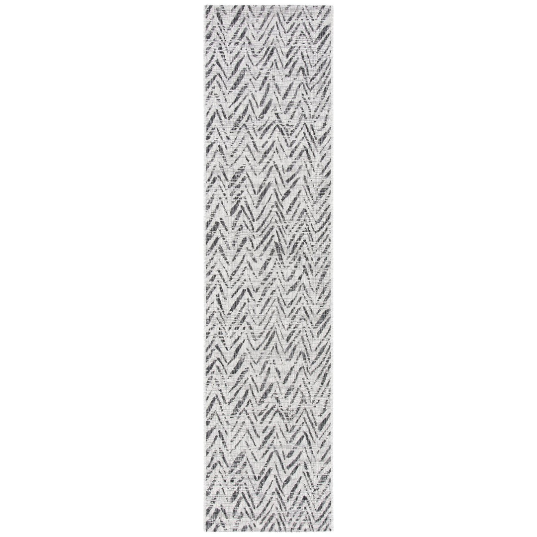 SAFAVIEH Outdoor CY8387-37612 Courtyard Grey / Black Rug Image 1