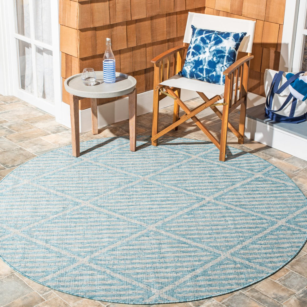 SAFAVIEH Outdoor CY8392-37121 Courtyard Aqua / Grey Rug Image 2