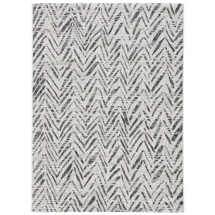 SAFAVIEH Outdoor CY8387-37612 Courtyard Grey / Black Rug Image 1