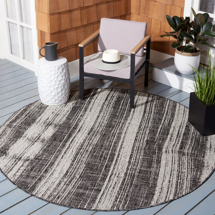 SAFAVIEH Outdoor CY8393-37621 Courtyard Black / Grey Rug Image 2