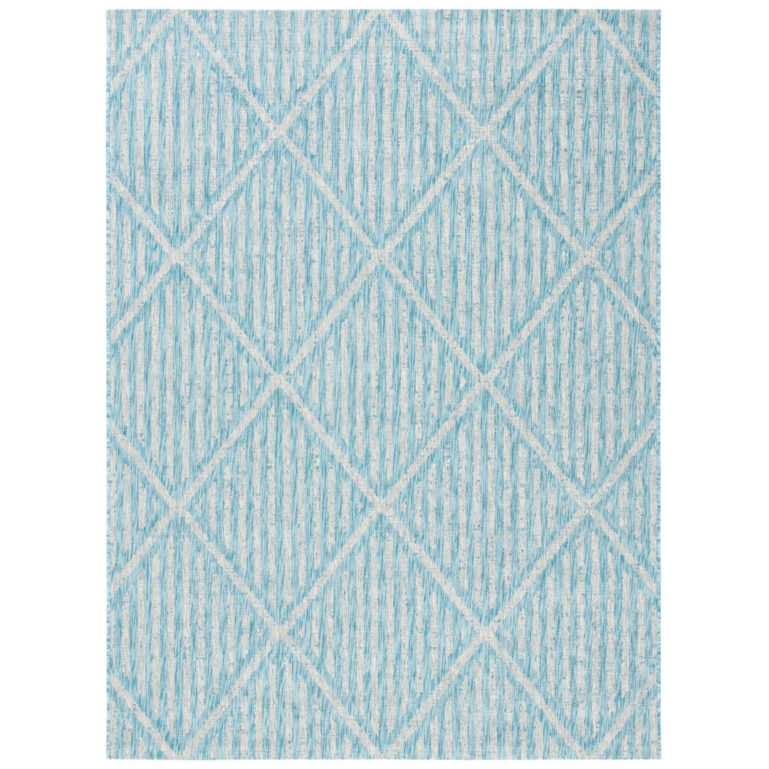 SAFAVIEH Outdoor CY8392-37121 Courtyard Aqua / Grey Rug Image 4