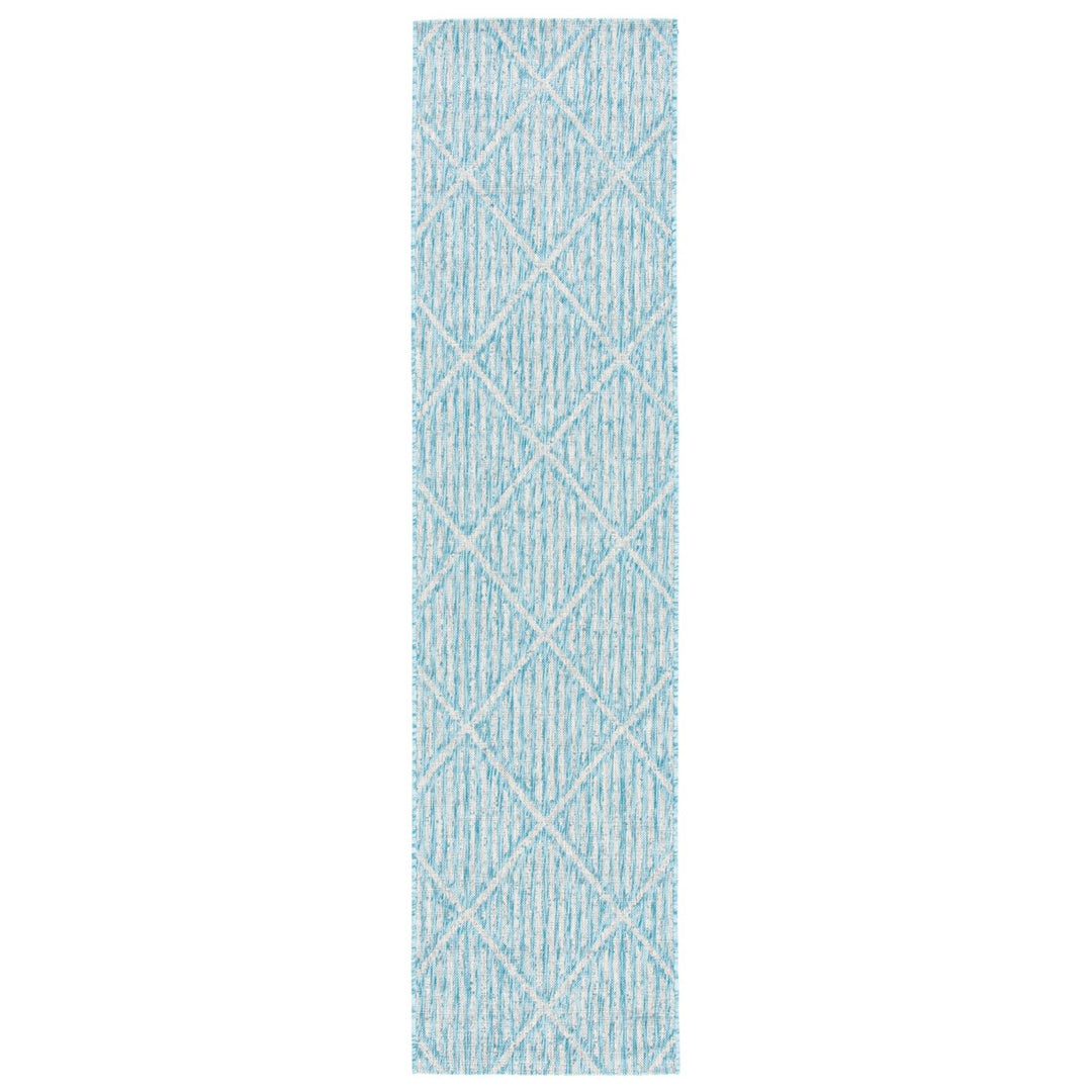 SAFAVIEH Outdoor CY8392-37121 Courtyard Aqua / Grey Rug Image 1