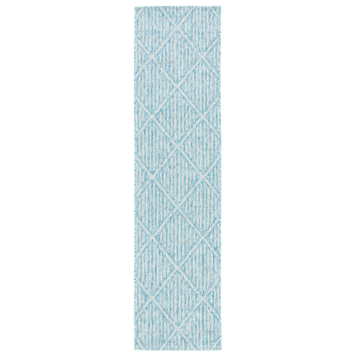 SAFAVIEH Outdoor CY8392-37121 Courtyard Aqua / Grey Rug Image 1