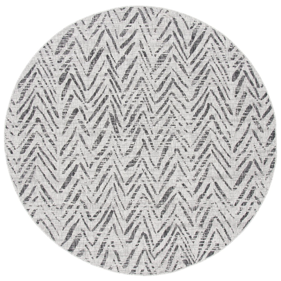 SAFAVIEH Outdoor CY8387-37612 Courtyard Grey / Black Rug Image 1