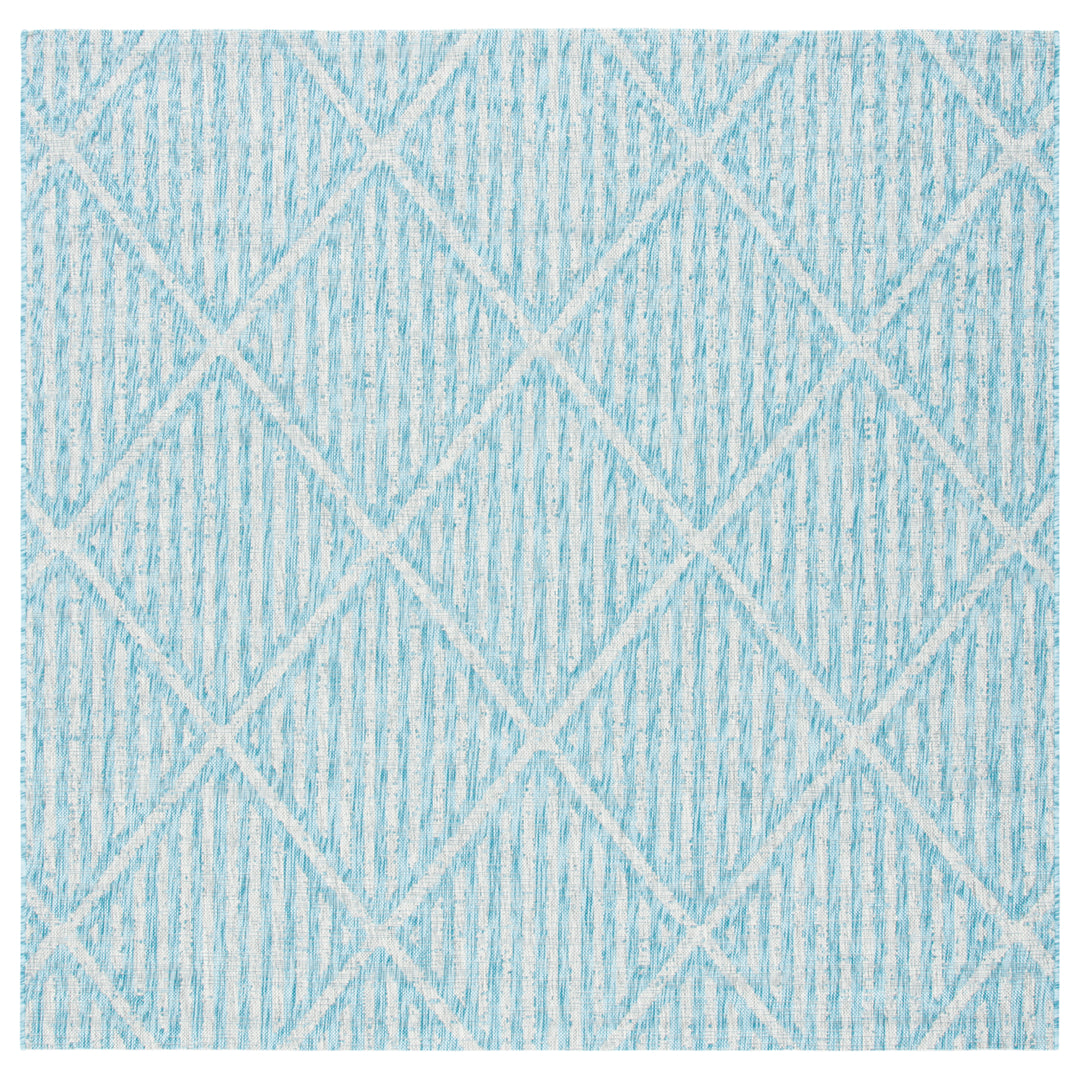 SAFAVIEH Outdoor CY8392-37121 Courtyard Aqua / Grey Rug Image 7