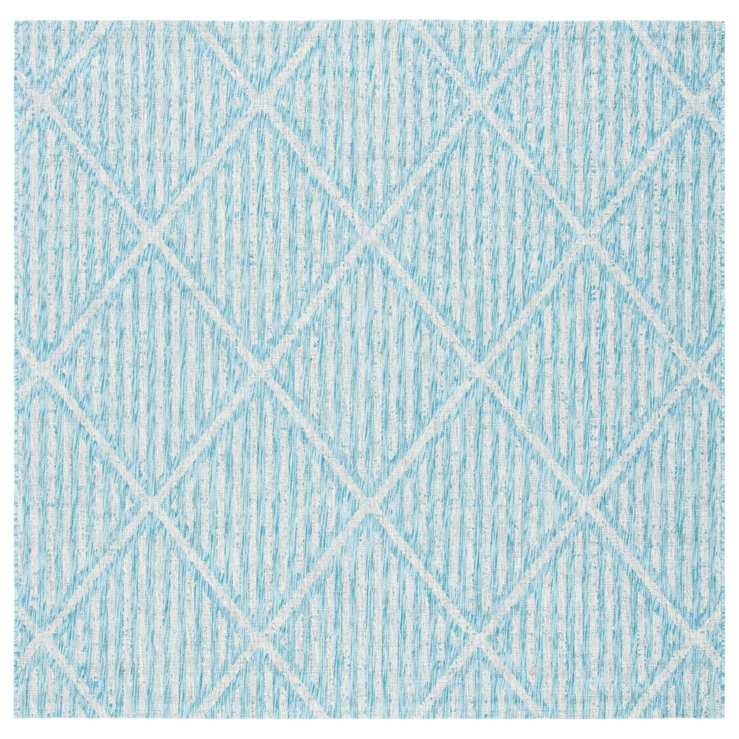 SAFAVIEH Outdoor CY8392-37121 Courtyard Aqua / Grey Rug Image 1