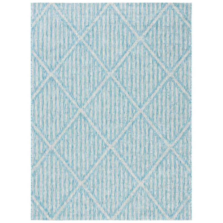 SAFAVIEH Outdoor CY8392-37121 Courtyard Aqua / Grey Rug Image 1