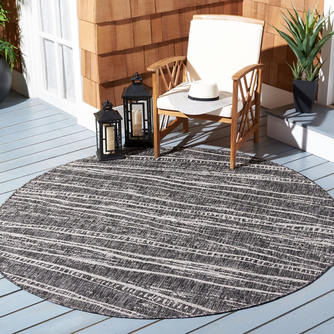 SAFAVIEH Outdoor CY8395-36621 Courtyard Black / Ivory Rug Image 2