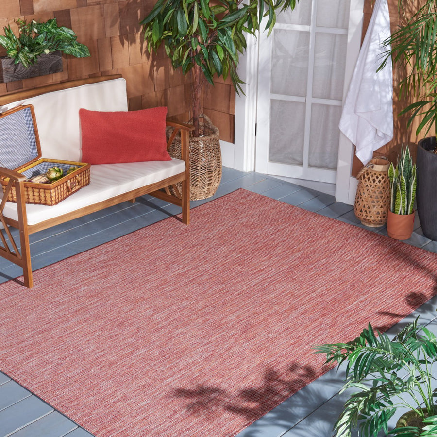 SAFAVIEH Outdoor CY8403-36522 Courtyard Red / Red Rug Image 1