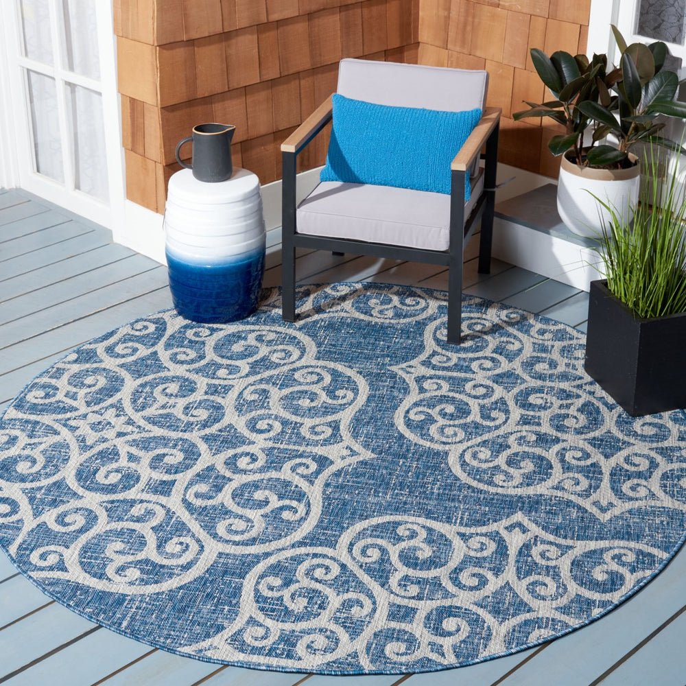 SAFAVIEH Outdoor CY8396-36821 Courtyard Navy / Grey Rug Image 2