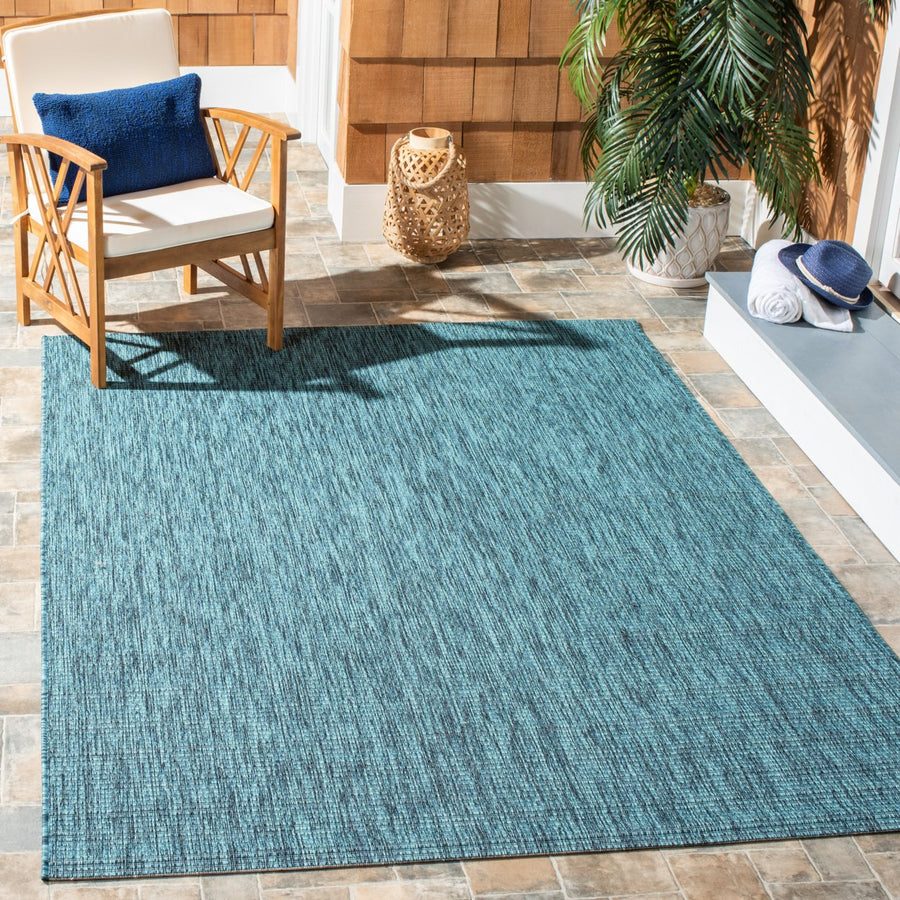 SAFAVIEH Outdoor CY8403-37222 Courtyard Grey / Aqua Rug Image 1