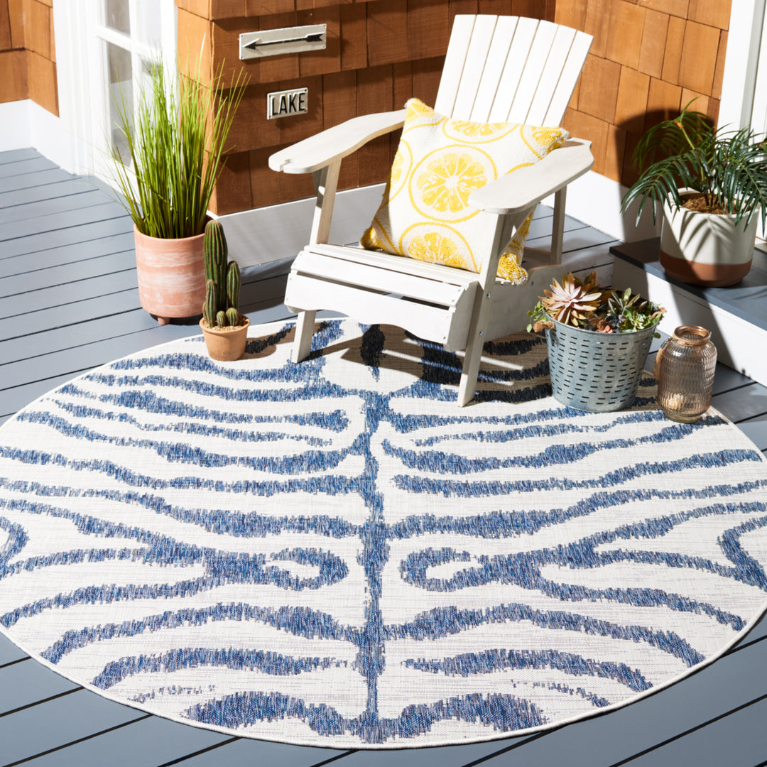 SAFAVIEH Outdoor CY8444-53412 Courtyard Ivory / Navy Rug Image 2