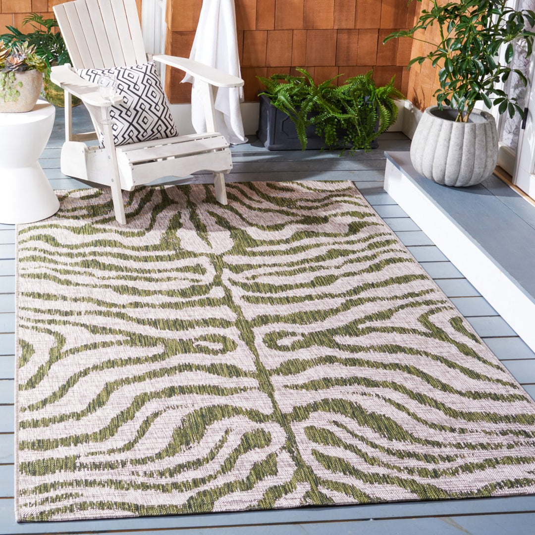 SAFAVIEH Outdoor CY8444-37912 Courtyard Grey / Green Rug Image 1