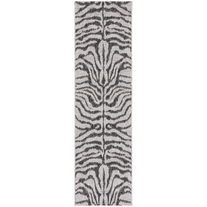 SAFAVIEH Outdoor CY8444-37612 Courtyard Grey / Black Rug Image 1