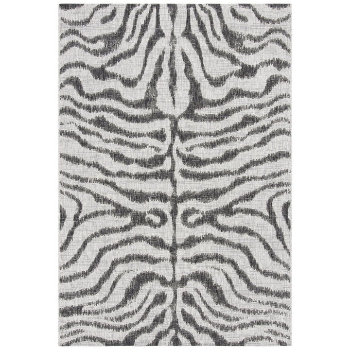 SAFAVIEH Outdoor CY8444-37612 Courtyard Grey / Black Rug Image 1