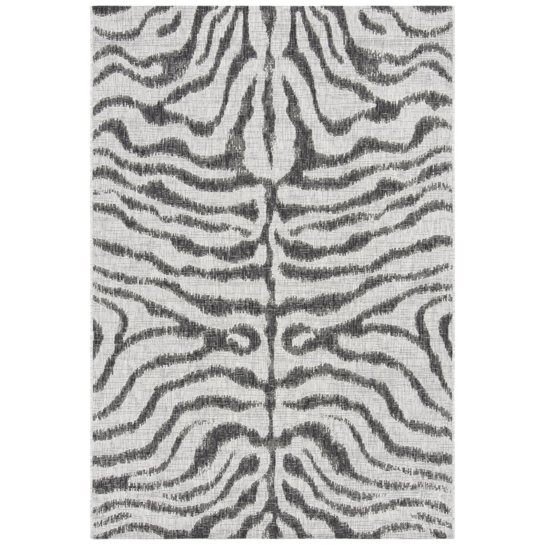 SAFAVIEH Outdoor CY8444-37612 Courtyard Grey / Black Rug Image 1