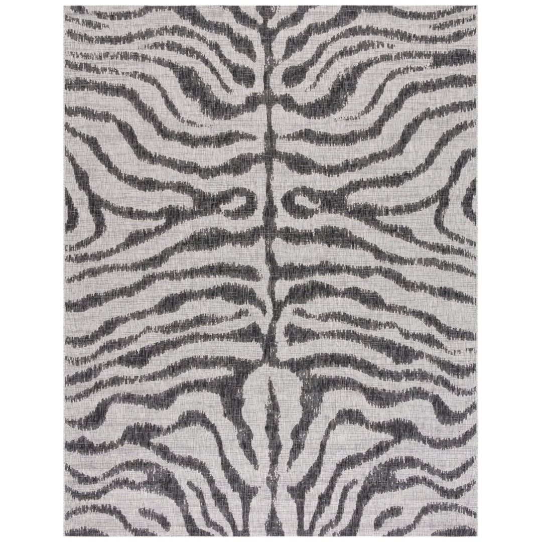 SAFAVIEH Outdoor CY8444-37612 Courtyard Grey / Black Rug Image 1