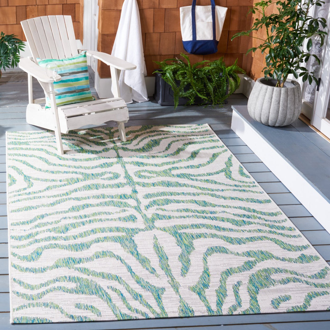 SAFAVIEH Outdoor CY8444-55712 Courtyard Ivory / Green Rug Image 1