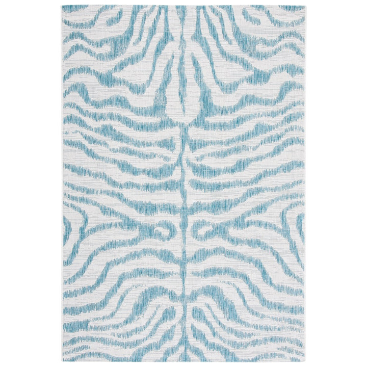 SAFAVIEH Outdoor CY8444-53612 Courtyard Ivory / Aqua Rug Image 1