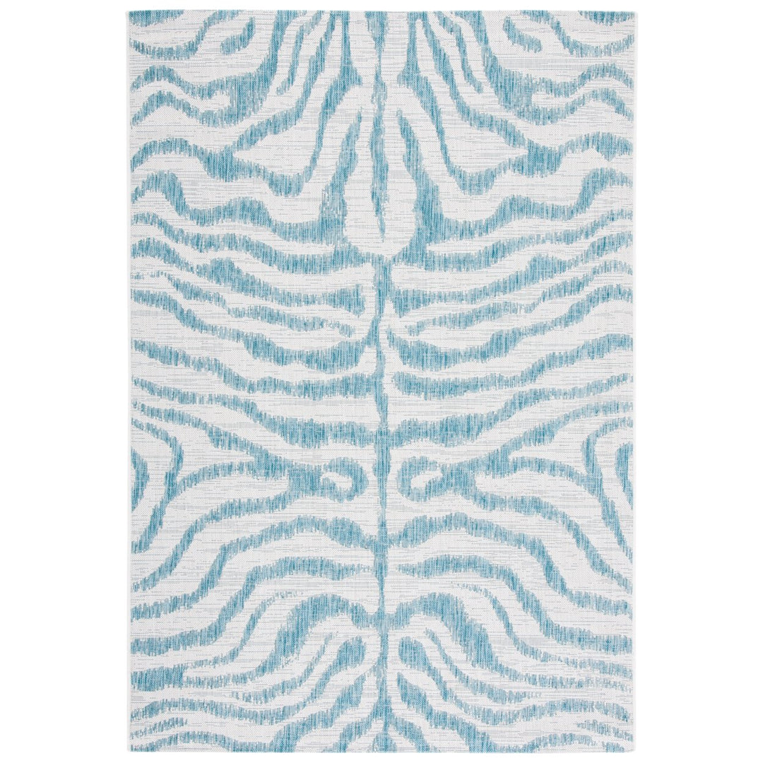 SAFAVIEH Outdoor CY8444-53612 Courtyard Ivory / Aqua Rug Image 1