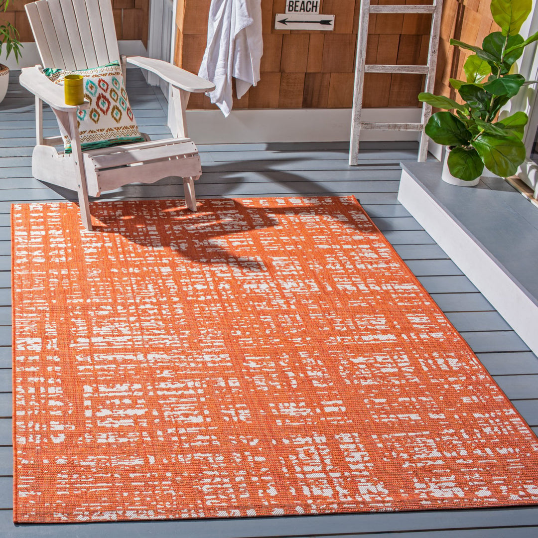 SAFAVIEH Outdoor CY8451-52821 Courtyard Orange / Ivory Rug Image 1