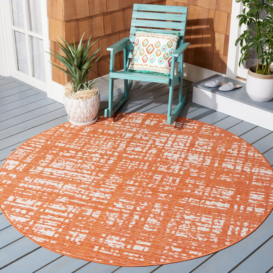 SAFAVIEH Outdoor CY8451-52821 Courtyard Orange / Ivory Rug Image 2