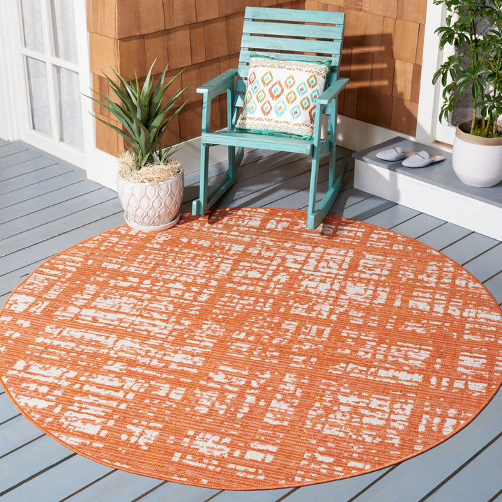 SAFAVIEH Outdoor CY8451-52821 Courtyard Orange / Ivory Rug Image 2