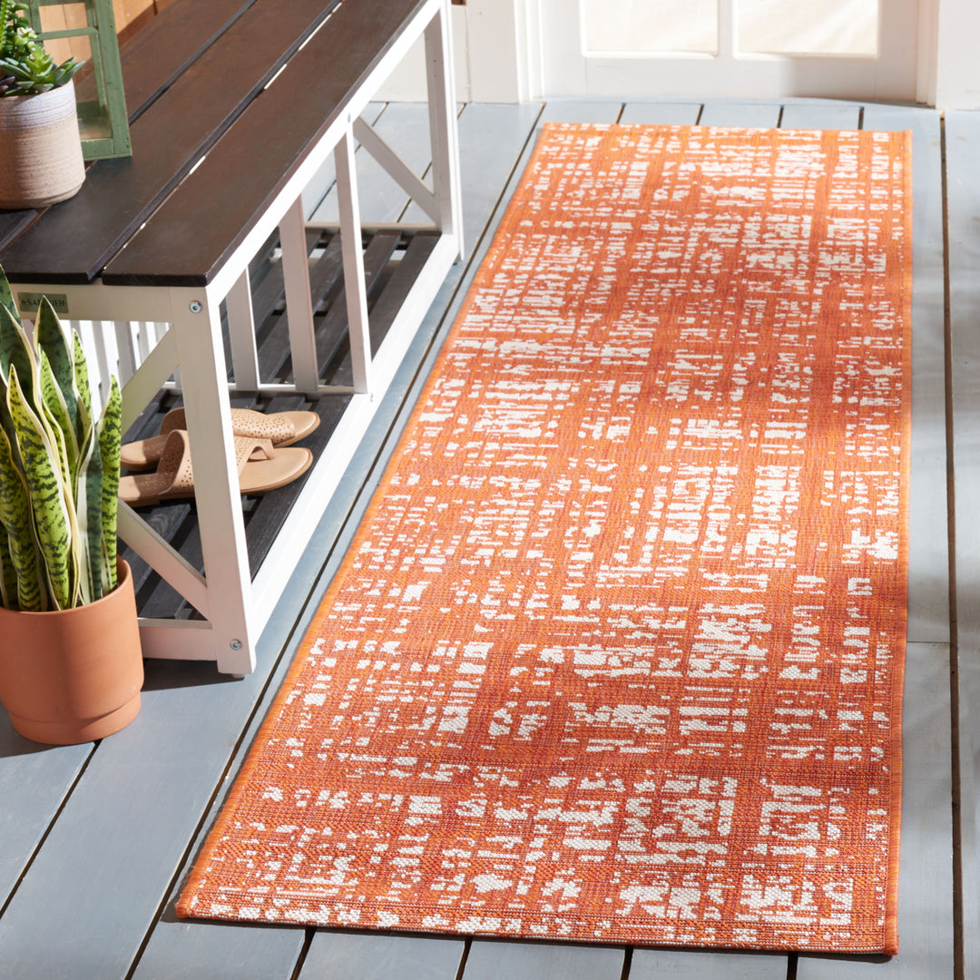 SAFAVIEH Outdoor CY8451-52821 Courtyard Orange / Ivory Rug Image 3