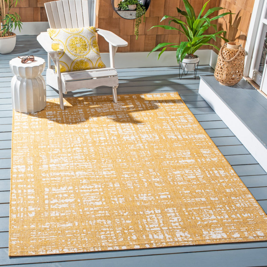 SAFAVIEH Outdoor CY8451-56021 Courtyard Gold / Ivory Rug Image 1