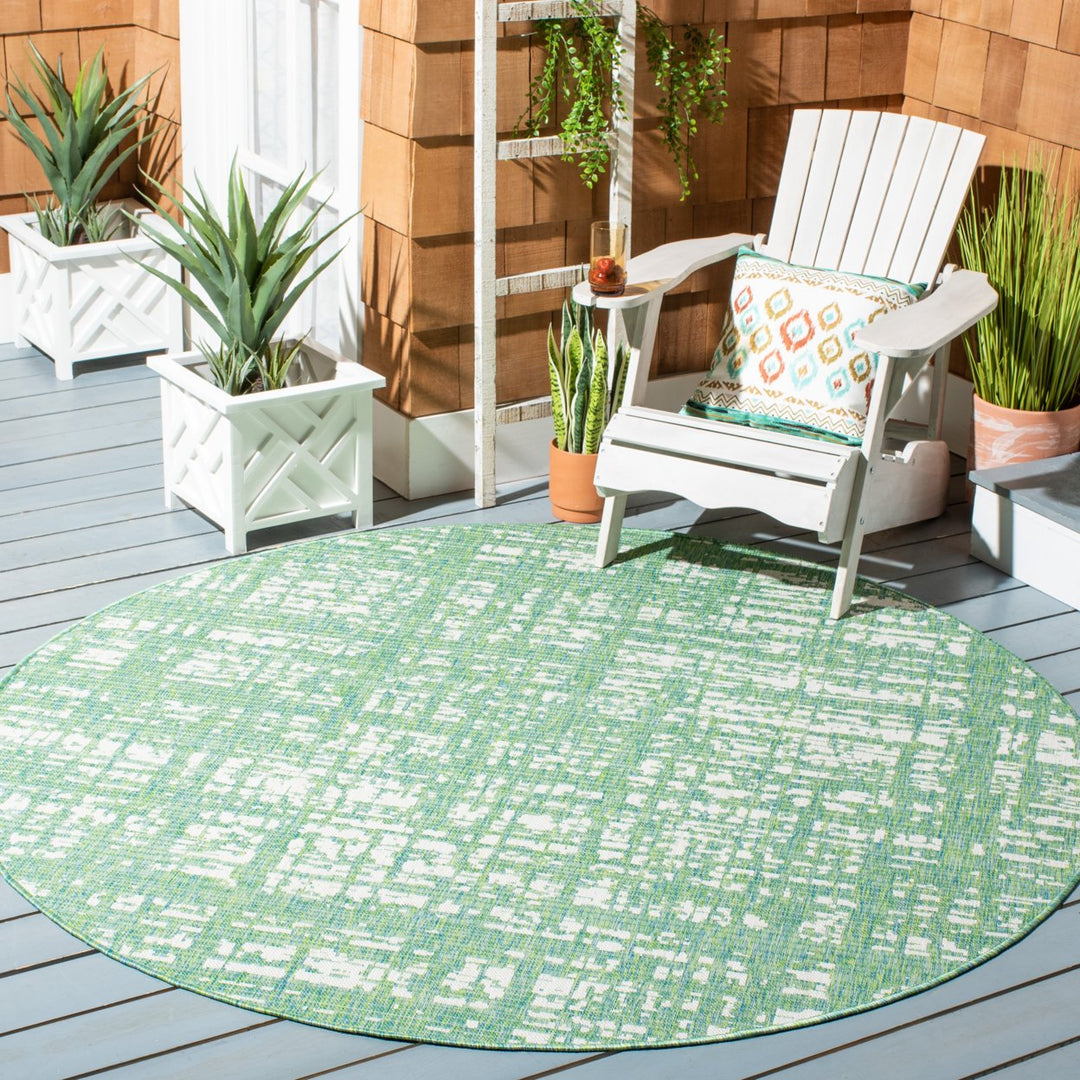 SAFAVIEH Outdoor CY8451-55721 Courtyard Green Blue / Ivory Rug Image 2