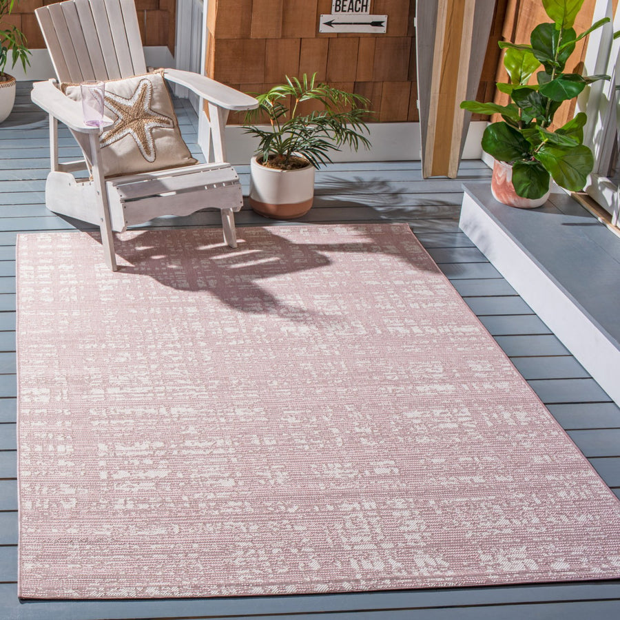 SAFAVIEH Outdoor CY8451-56221 Courtyard Pink / Ivory Rug Image 1