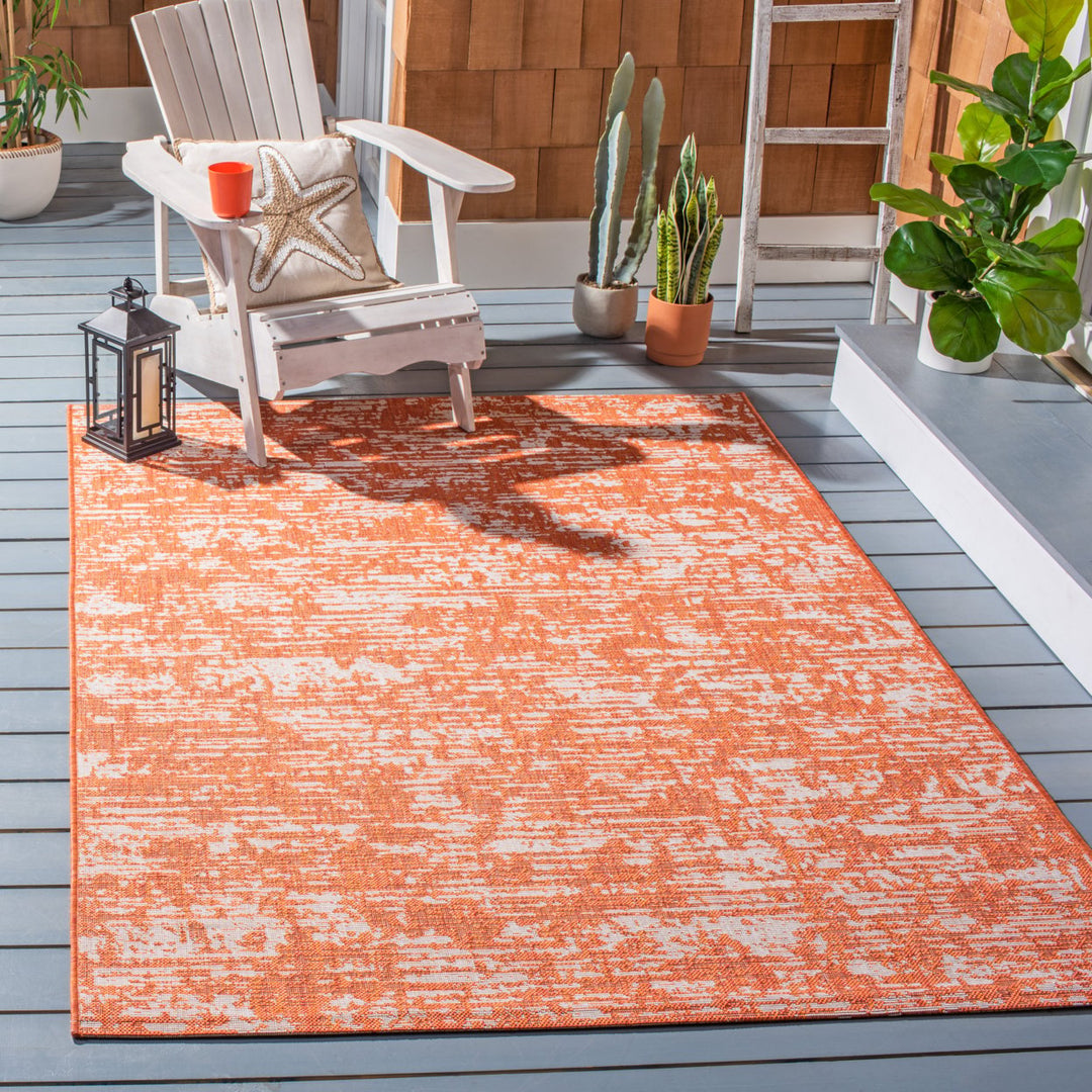 SAFAVIEH Outdoor CY8452-52821 Courtyard Orange / Ivory Rug Image 1