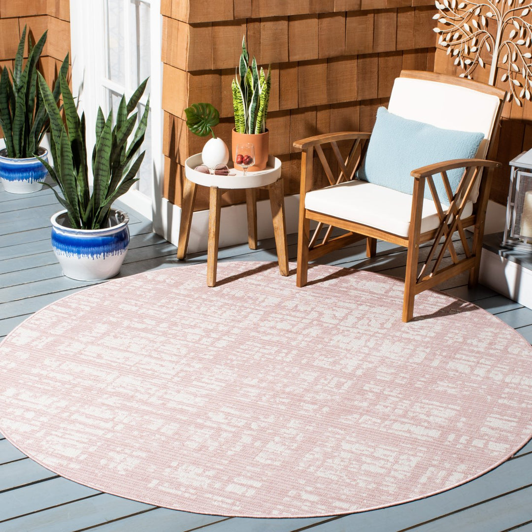 SAFAVIEH Outdoor CY8451-56221 Courtyard Pink / Ivory Rug Image 2