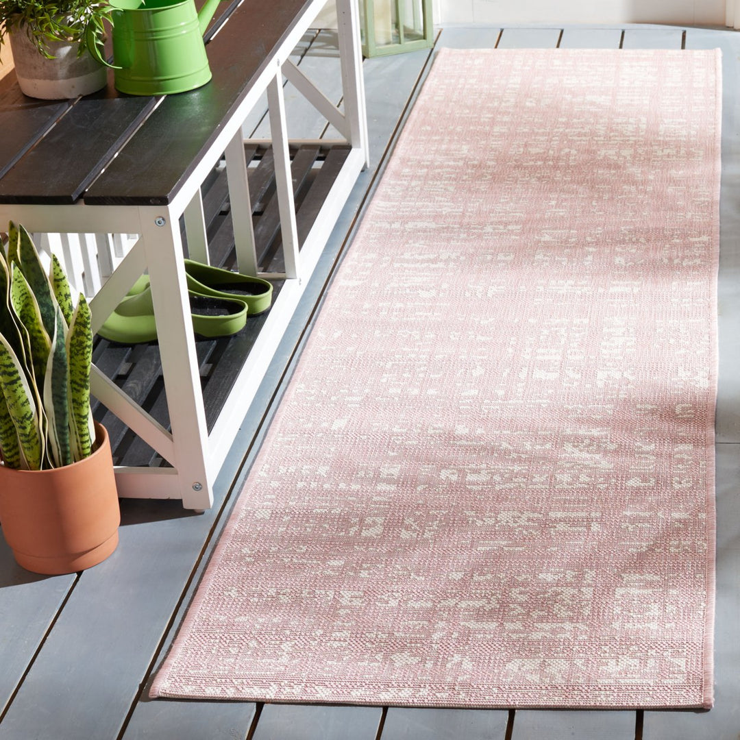 SAFAVIEH Outdoor CY8451-56221 Courtyard Pink / Ivory Rug Image 3