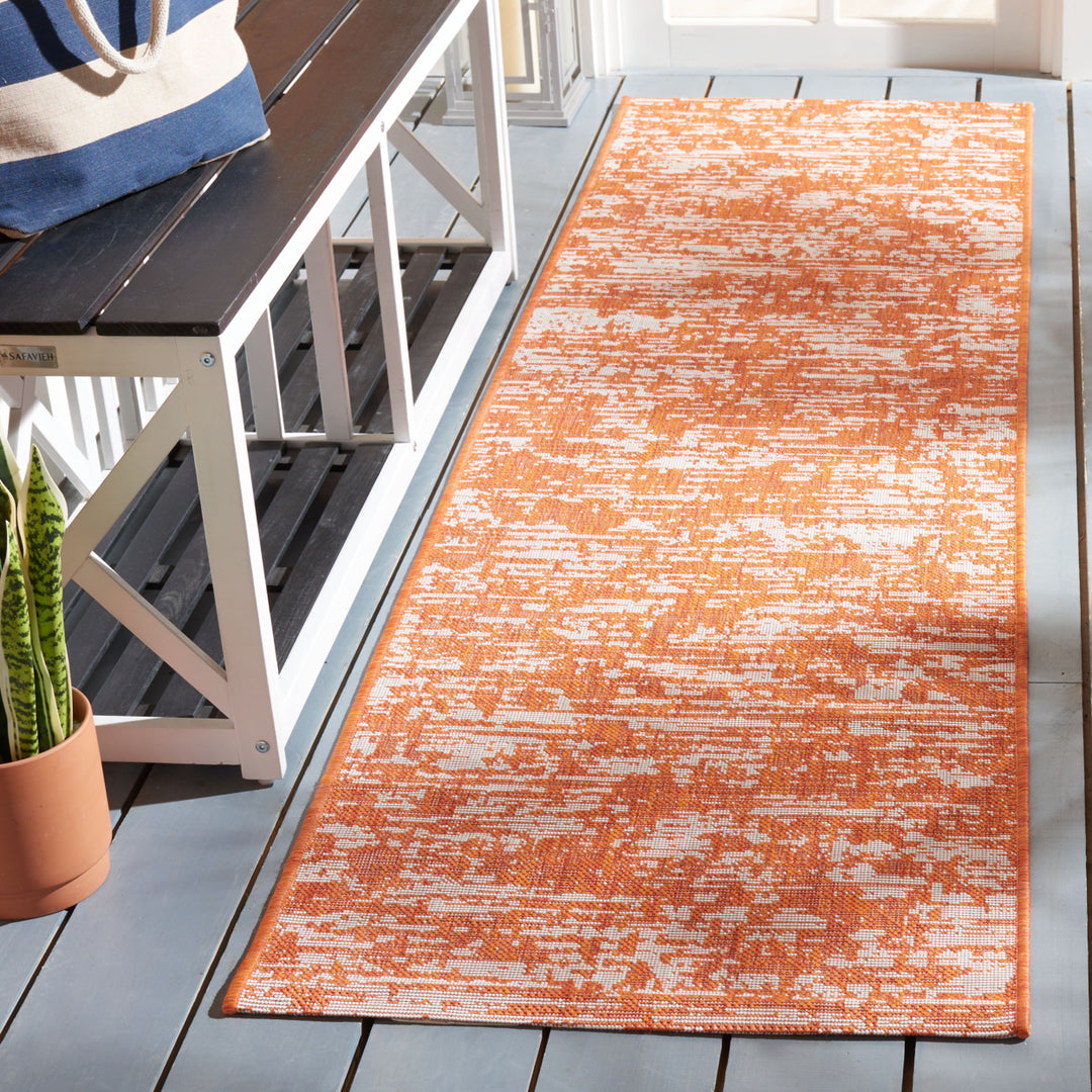 SAFAVIEH Outdoor CY8452-52821 Courtyard Orange / Ivory Rug Image 3