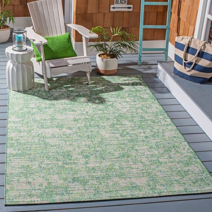 SAFAVIEH Outdoor CY8452-55721 Courtyard Green Blue / Ivory Rug Image 1