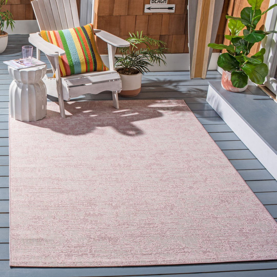 SAFAVIEH Outdoor CY8452-56221 Courtyard Pink / Ivory Rug Image 1