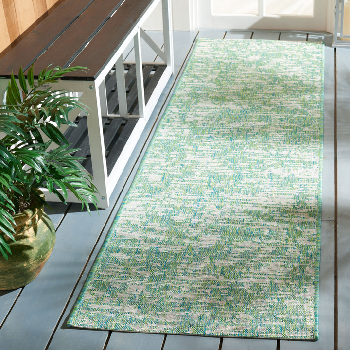 SAFAVIEH Outdoor CY8452-55721 Courtyard Green Blue / Ivory Rug Image 3