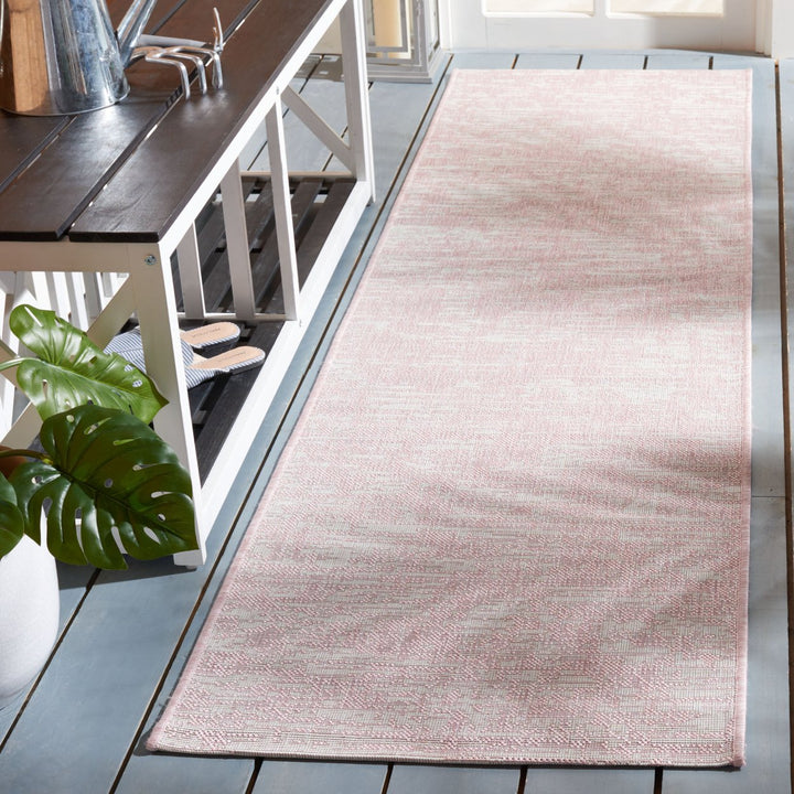 SAFAVIEH Outdoor CY8452-56221 Courtyard Pink / Ivory Rug Image 3