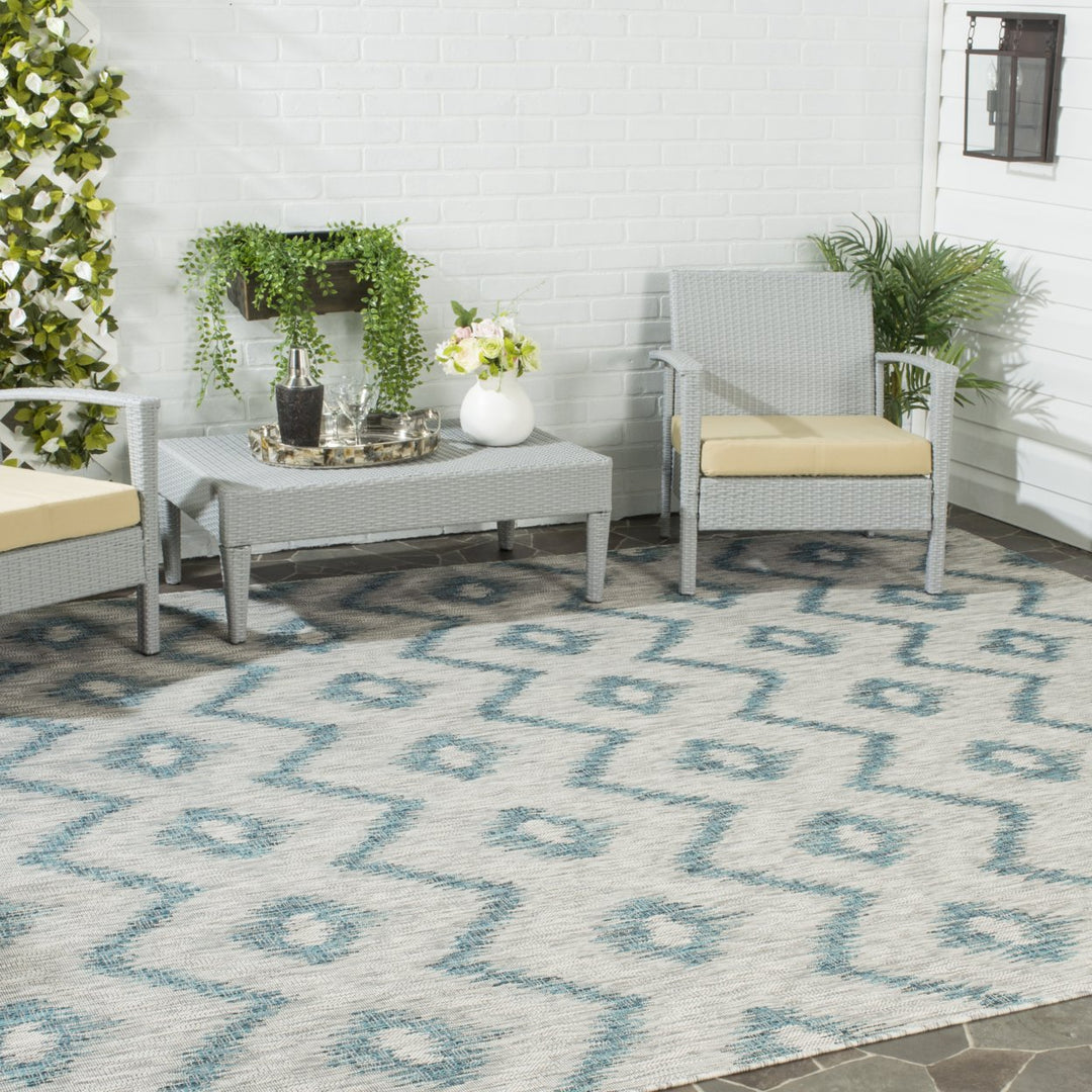 SAFAVIEH Outdoor CY8463-37212 Courtyard Grey / Blue Rug Image 1